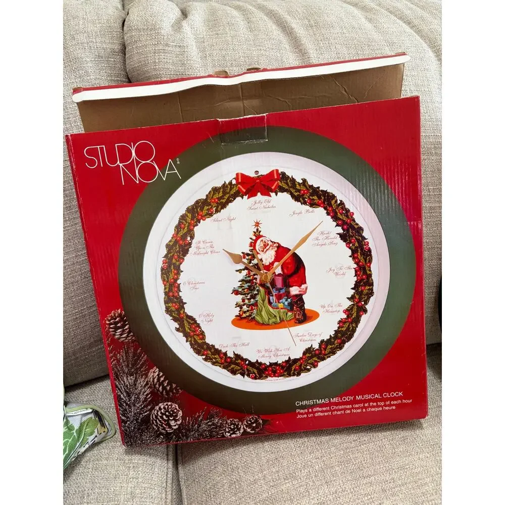 Vtg Studio Nova Christmas Melody Musical Clock -works